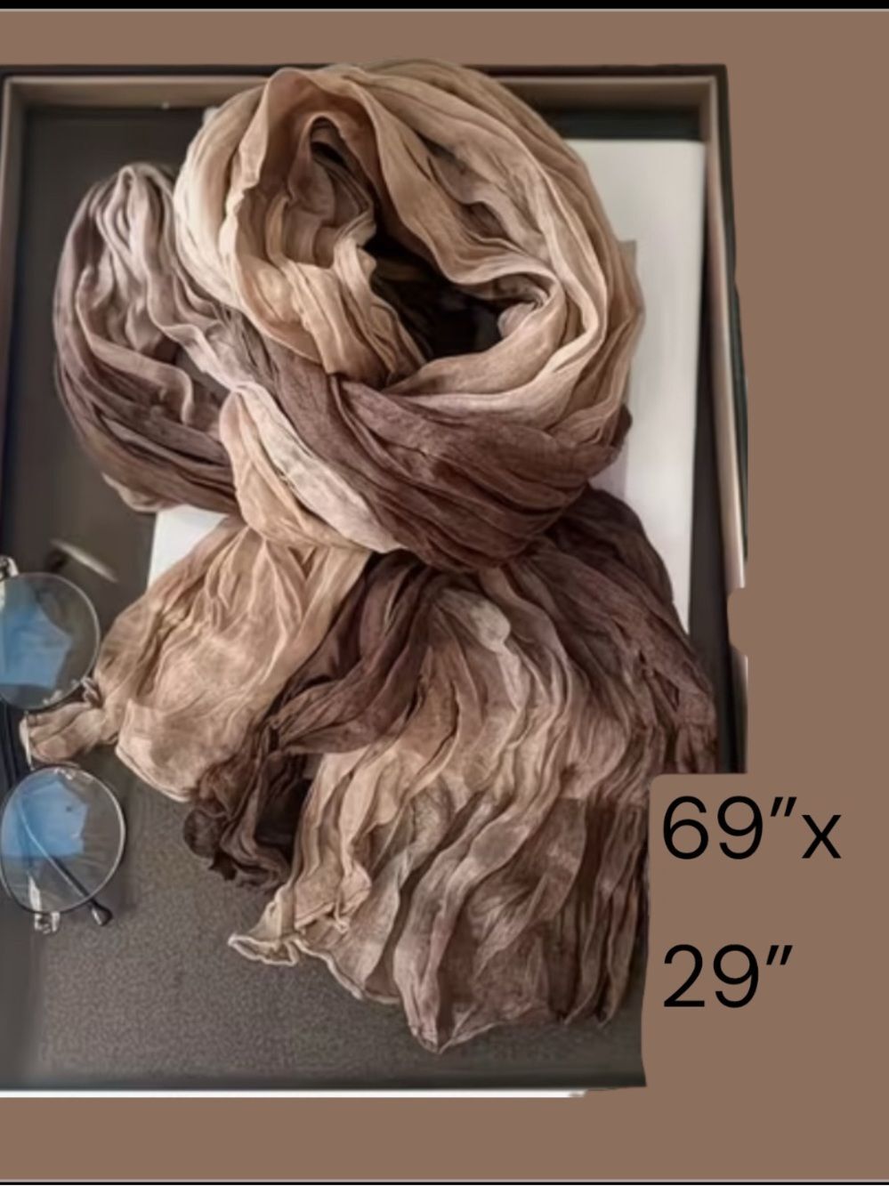 Neutral Ombre Lightweight Scarf in Beige & Brown 68"x29"